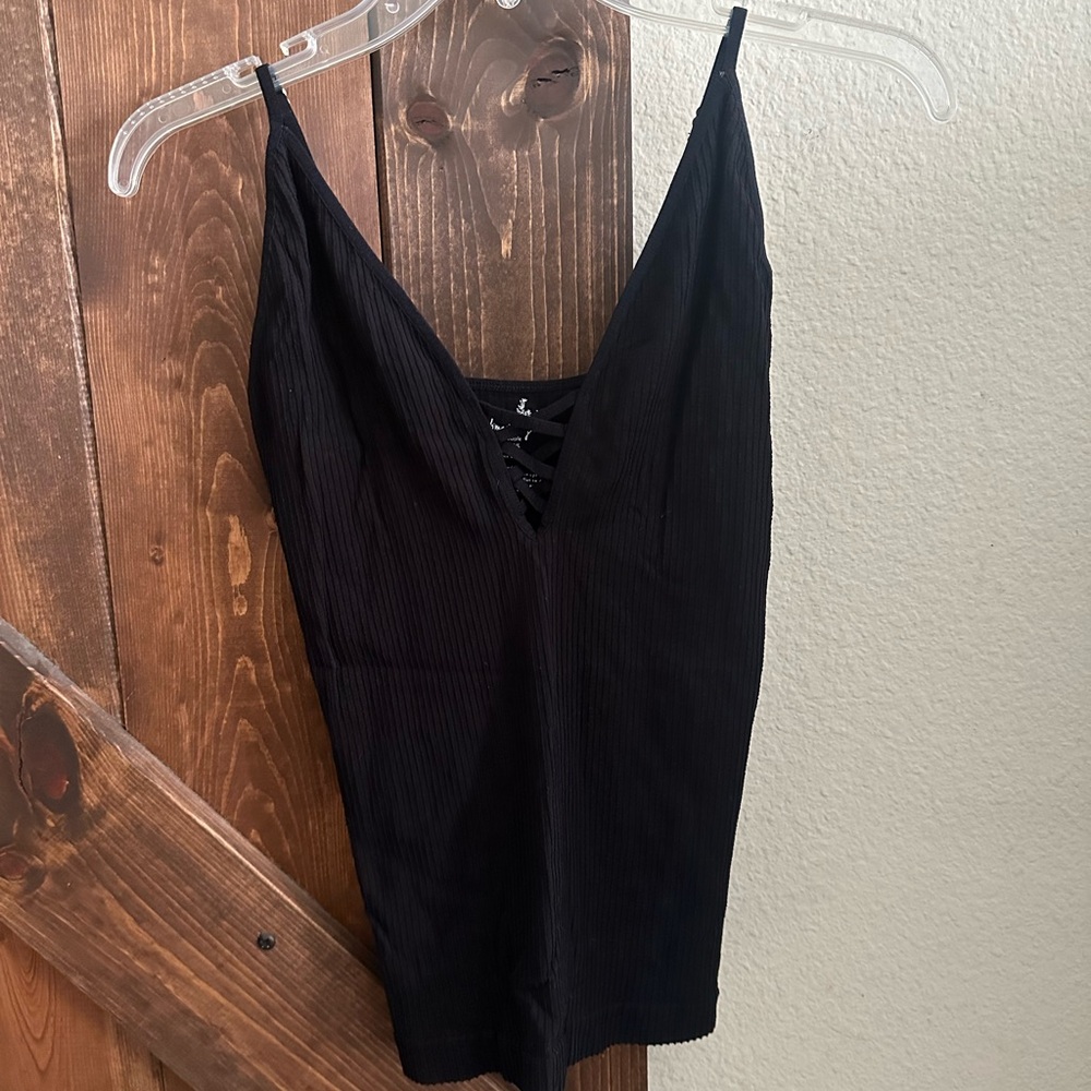 Free People Black V-Neck Tank Top